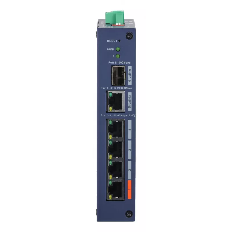 Valdomas pramoninis jungiklis DAHUA CHS4106-4ET-60 — 6 prievadai, 4x PoE 10/100, L2, 4,8 Gbit/s, 8000 MAC