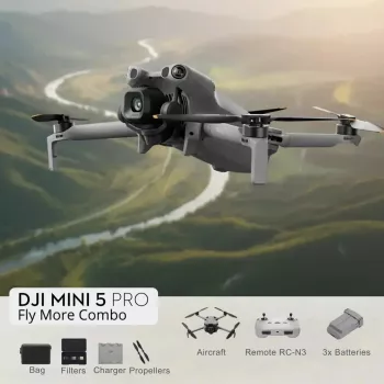 DJI MINI 5 PRO Fly More Combo (RC-N3) – lengvas dronas su 50 MP jutikliu, Lidar, 3 akumuliatoriais ir nuotolinio valdymo pultu
