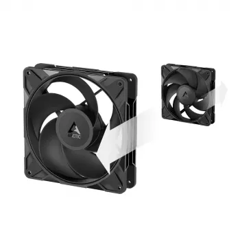 140 mm ventiliatorius Arctic Freezer P14 Pro Reverse — 166,5 m³/h, 5,1 mmH₂O, Fluid Dynamic Bearing, A‑RGB, PWM, juodas, su kabelio skirstytuvu