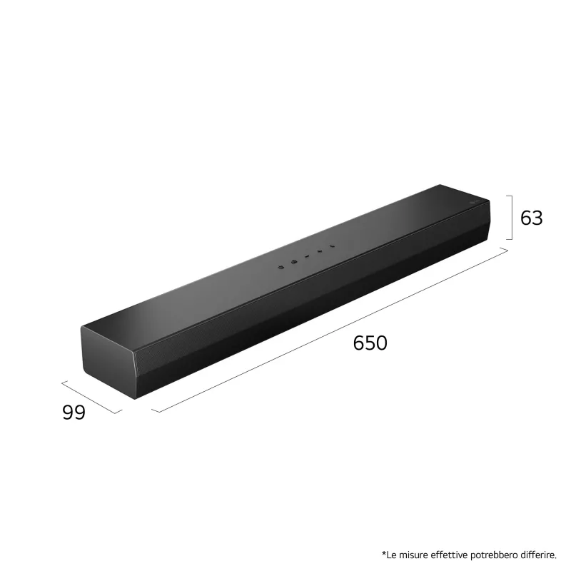 Garsiakalbis LG S20A 2.0 kanalų, 50 W, Bluetooth SBC/AAC, laidinis ir belaidis, juodas, 650×99×63 mm