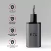 Sieninis įkroviklis AXAGON ACU-PQ67D, 67W, USB-C PD3.0 + USB-A QC4+, 2 išėjimai, LCD ekranas, 100–240V