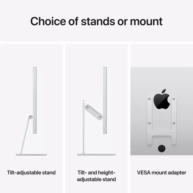 Monitorius Apple Studio Display 27 colių (68,6 cm) 5K Ultra HD LED, Nano-tekstūros stiklas, VESA tvirtinimo adapteris, sidabrinis