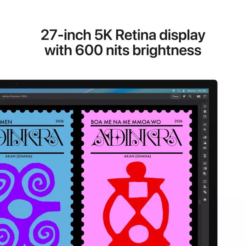 Monitorius Apple Studio Display 27 colių (68,6 cm) 5K Ultra HD LED, Nano-tekstūros stiklas, VESA tvirtinimo adapteris, sidabrinis