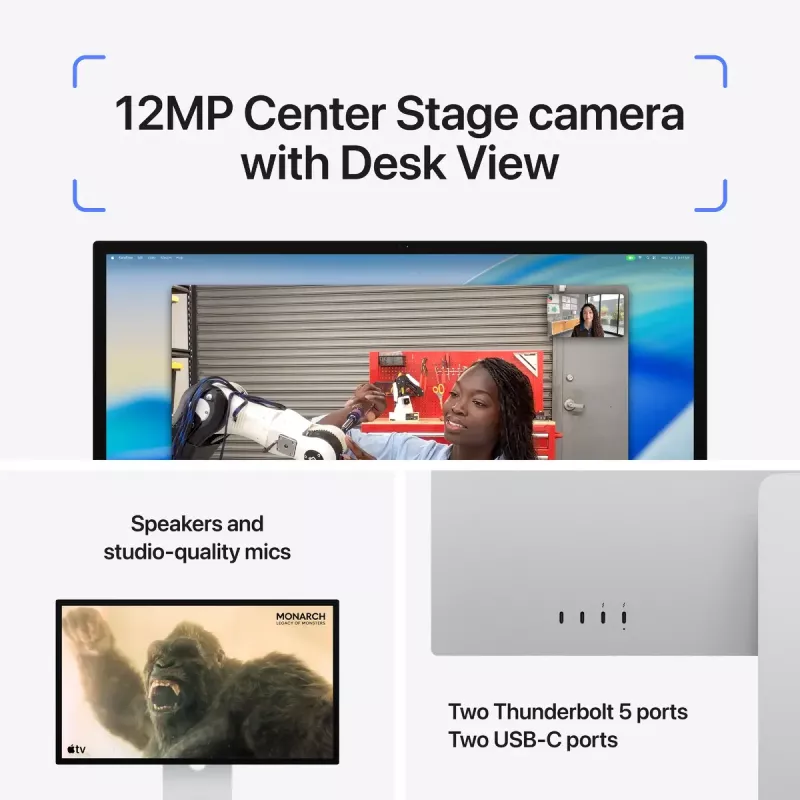 Monitorius Apple Studio Display 27 colių (68,6 cm) 5K Ultra HD LED, Nano-tekstūros stiklas, VESA tvirtinimo adapteris, sidabrinis