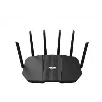 Stalinis maršrutizatorius ASUS RT-BE90U BE9400 AiMesh — Triju dažnių Wi‑Fi 7 (2.4/5/6 GHz), 9400 Mbps, 2.5 Gigabit Ethernet, 4× RJ‑45 LAN, USB, Juodas