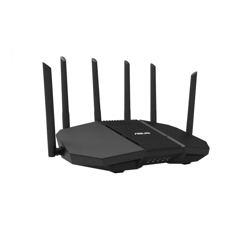 Stalinis maršrutizatorius ASUS RT-BE90U BE9400 AiMesh — Triju dažnių Wi‑Fi 7 (2.4/5/6 GHz), 9400 Mbps, 2.5 Gigabit Ethernet, 4× RJ‑45 LAN, USB, Juodas