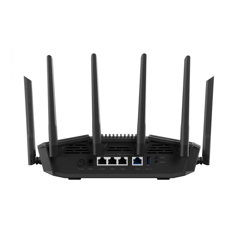 Stalinis maršrutizatorius ASUS RT-BE90U BE9400 AiMesh — Triju dažnių Wi‑Fi 7 (2.4/5/6 GHz), 9400 Mbps, 2.5 Gigabit Ethernet, 4× RJ‑45 LAN, USB, Juodas