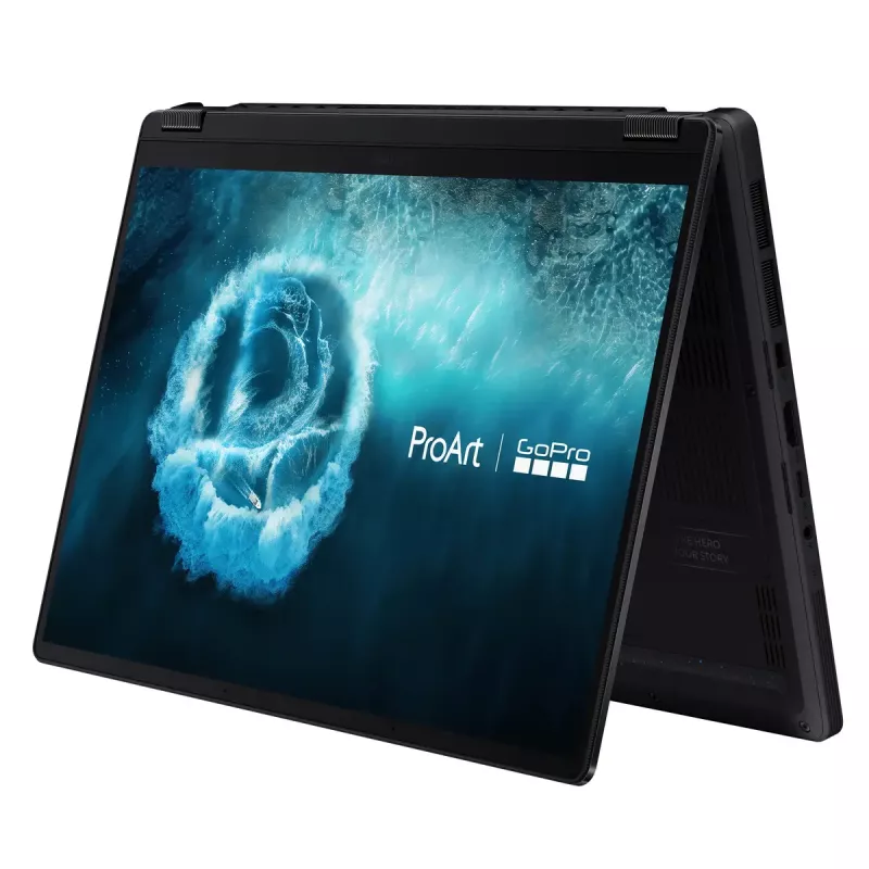 Konvertuojamas 2-in-1 nešiojamas kompiuteris ASUS ProArt PX13 HN7306EAC GoPro Edition — AMD Ryzen AI Max+ 395, 3 GHz, 13,3 colio 3K liečiamasis, 128 GB LPDDR5x, 1 TB SSD, Windows 11 Pro, juodas
