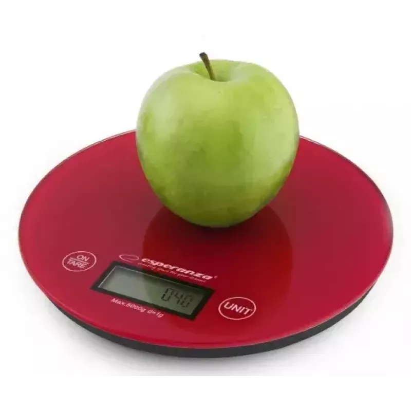 Virtuvinės elektrinės svarstyklės ESPERANZA EKS003R — 5 kg talpa, tara, g/lb/oz, raudonos