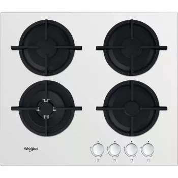 Whirlpool AKT 625/WH įmontuojama dujinė kaitlentė, 60 cm, 4 zonos, juoda/balta