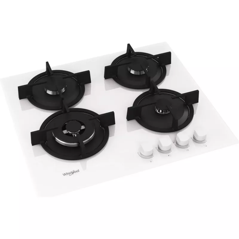 Whirlpool AKT 625/WH įmontuojama dujinė kaitlentė, 60 cm, 4 zonos, juoda/balta
