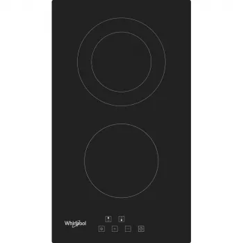 Whirlpool WRD 6030 B juoda įmontuojama 30 cm keraminė kaitlentė su 2 zonomis