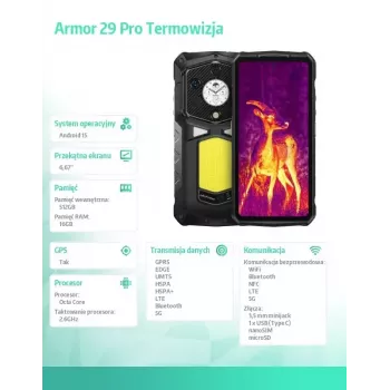 UleFone Armor 29 Pro Thermal 5G 16/512GB atsparus išmanusis telefonas su termine kamera