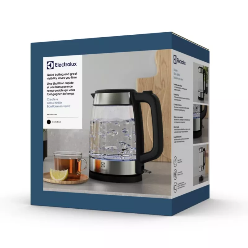 Elektrinis virdulys Electrolux E4GK1-4GB 1,7 L 2200 W juodas, nerūdijantis plienas, permatomas