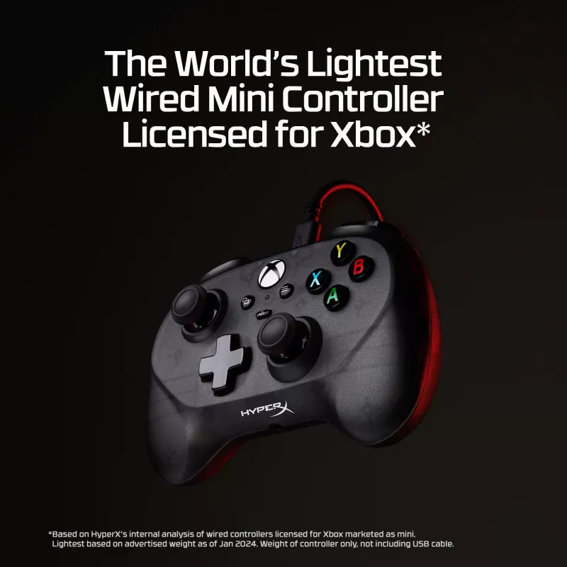 HyperX Clutch Tanto Mini WD žaidimų pultas, Xbox, Xbox One, laidinis, USB, juodas, 2,95 m