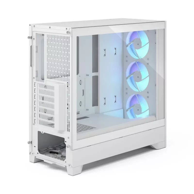 Fractal Design Pop 2 Air White TG RGB Midi Tower kompiuterio korpusas – ATX/Micro‑ATX/Mini‑ITX, grūdintas stiklas, 3x120 mm priekiniai ventiliatoriai