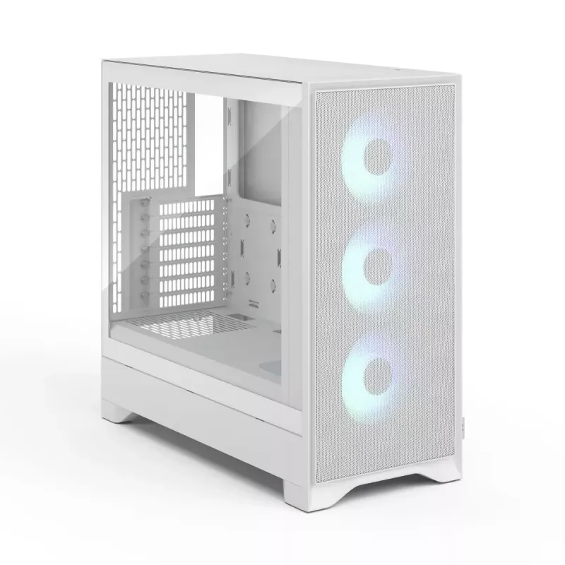 Fractal Design Pop 2 Air White TG RGB Midi Tower kompiuterio korpusas – ATX/Micro‑ATX/Mini‑ITX, grūdintas stiklas, 3x120 mm priekiniai ventiliatoriai