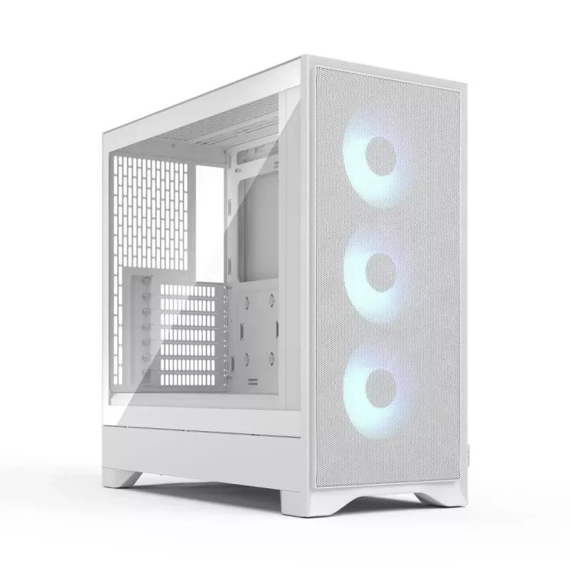 Fractal Design Pop 2 Air White TG RGB Midi Tower kompiuterio korpusas – ATX/Micro‑ATX/Mini‑ITX, grūdintas stiklas, 3x120 mm priekiniai ventiliatoriai
