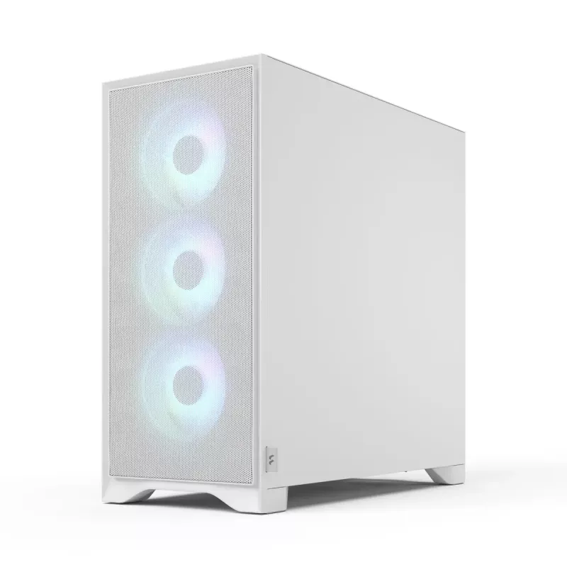 Fractal Design Pop 2 Air White TG RGB Midi Tower kompiuterio korpusas – ATX/Micro‑ATX/Mini‑ITX, grūdintas stiklas, 3x120 mm priekiniai ventiliatoriai