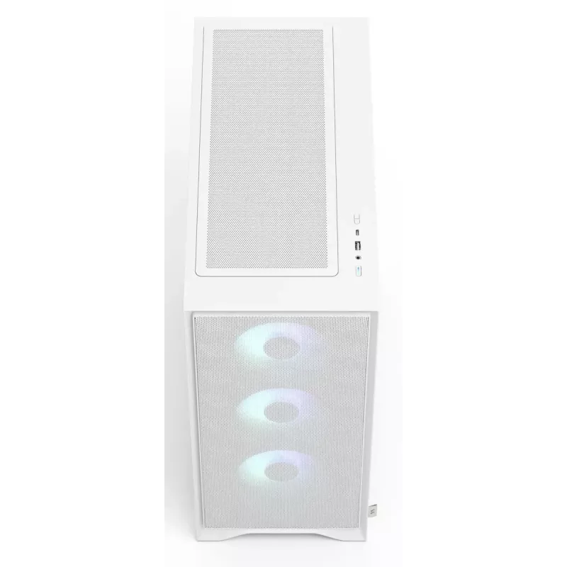 Fractal Design Pop 2 Air White TG RGB Midi Tower kompiuterio korpusas – ATX/Micro‑ATX/Mini‑ITX, grūdintas stiklas, 3x120 mm priekiniai ventiliatoriai