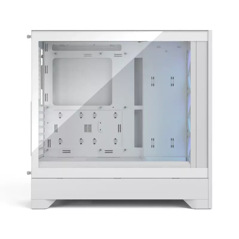 Fractal Design Pop 2 Air White TG RGB Midi Tower kompiuterio korpusas – ATX/Micro‑ATX/Mini‑ITX, grūdintas stiklas, 3x120 mm priekiniai ventiliatoriai