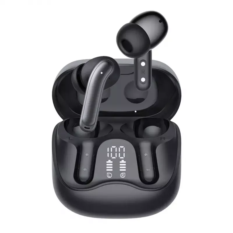Belaidės ausinės Audiocore AC591 PRO – hibridinis ANC, ENC, 6 mikrofonai, USB-C įkrovimas, iki 9h grojimo, suderinamos su Tuya, juodos