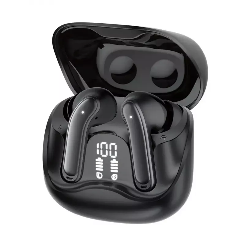 Belaidės ausinės Audiocore AC591 PRO – hibridinis ANC, ENC, 6 mikrofonai, USB-C įkrovimas, iki 9h grojimo, suderinamos su Tuya, juodos