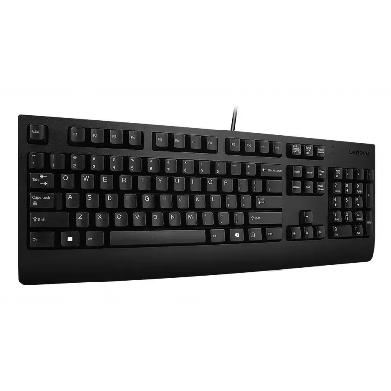 Laidinė pilno dydžio USB klaviatūra Lenovo 4Y41R64588 — JAV anglų, 104 klavišai, plunger jungiklis, 2 m laidas, Juoda