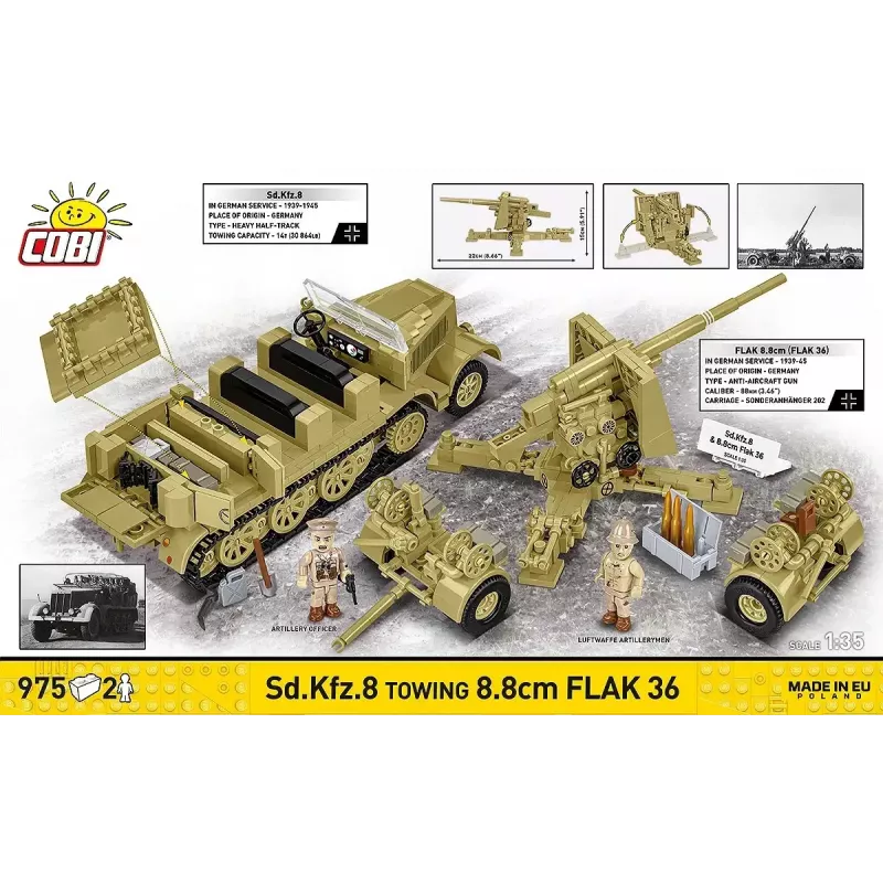 Cobi konstruktorius Sd.Kfz.8 su 8.8 cm Flak 36 pabūklu, 975 dalių