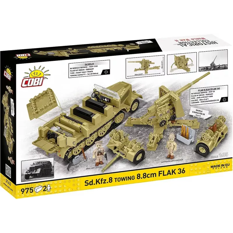 Cobi konstruktorius Sd.Kfz.8 su 8.8 cm Flak 36 pabūklu, 975 dalių