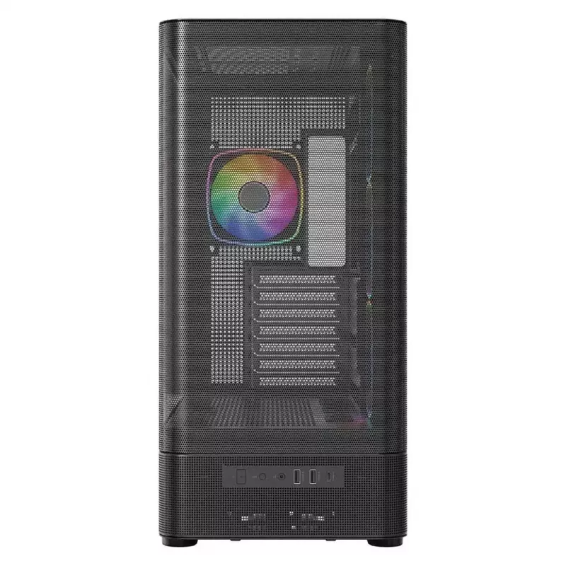 Kompiuterio korpusas MODECOM VOLCANO AQ400 ARGB MIDI Juodas — MODECOM MC-A-AQ400-4FA-B