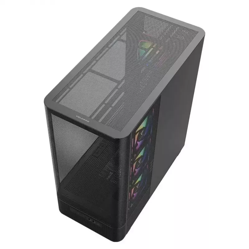 Kompiuterio korpusas MODECOM VOLCANO AQ400 ARGB MIDI Juodas — MODECOM MC-A-AQ400-4FA-B