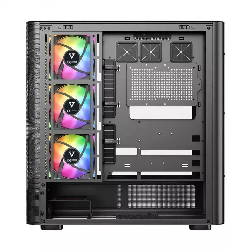 Kompiuterio korpusas MODECOM VOLCANO AQ400 ARGB MIDI Juodas — MODECOM MC-A-AQ400-4FA-B