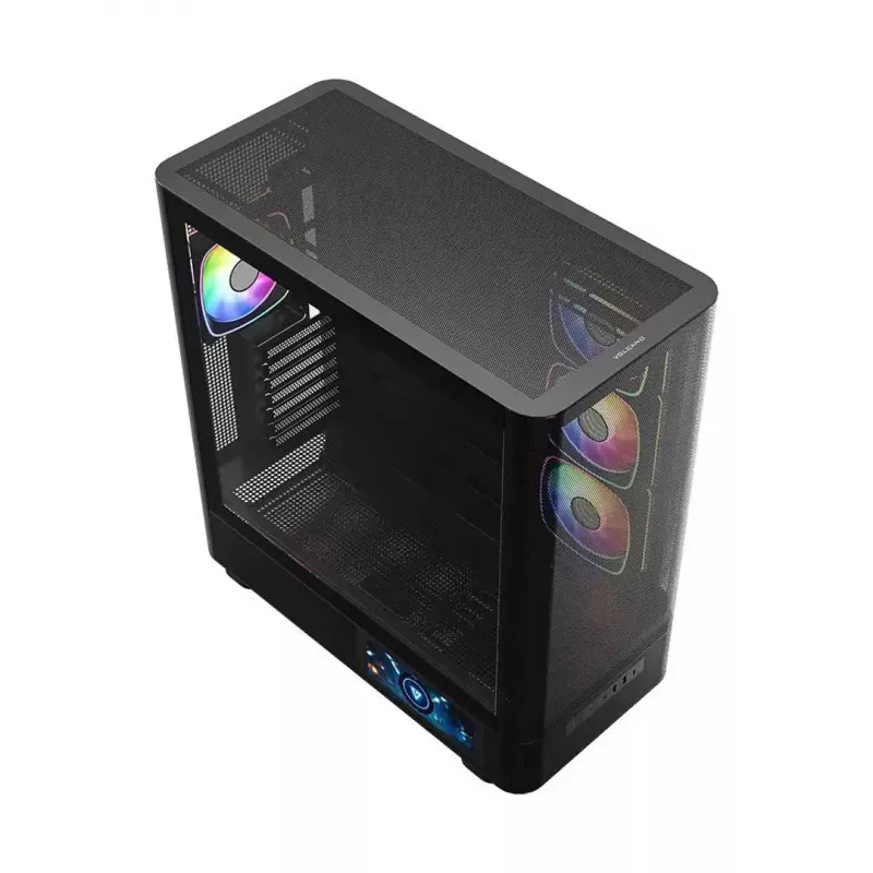 Kompiuterio korpusas MODECOM VOLCANO AQ400 ARGB MIDI Juodas — MODECOM MC-A-AQ400-4FA-B