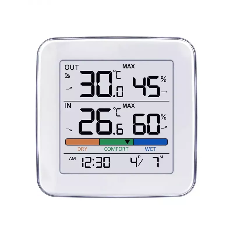 Belaidė orų stotelė GreenBlue GB169 – vidaus/lauko temperatūra ir drėgmė, laikrodis, žadintuvas, atstumas iki 60 m, °C/°F pasirinkimas
