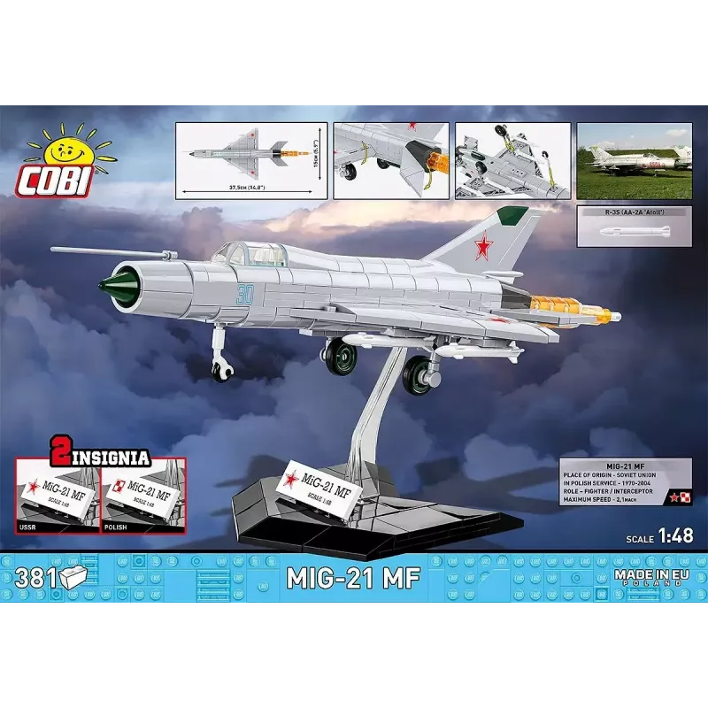 Konstruktorius Cobi Mig-21 MF 381 dalių lėktuvo modelio rinkinys