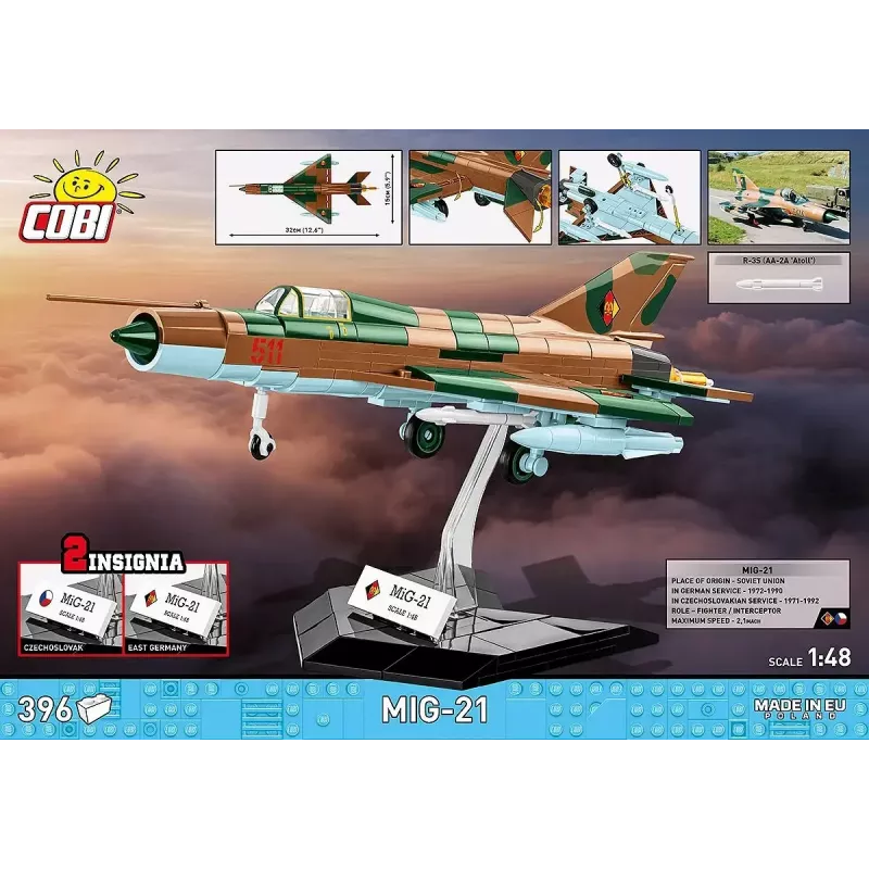 Cobi MiG-21 modelio rinkinys 396 dalys – Cobi blokelių konstravimo rinkinys