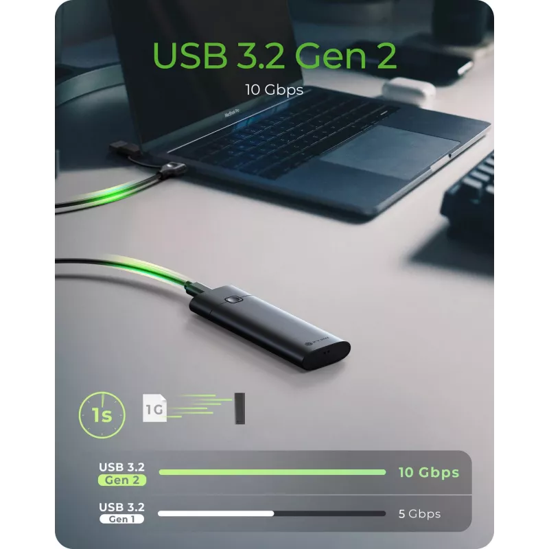 ICY BOX M.2 NVMe korpusas su USB 3.2 Gen 2 Type-C, SSD korpusas, M.2, PCI Express, 10 Gbit/s, karštas keitimas, juoda