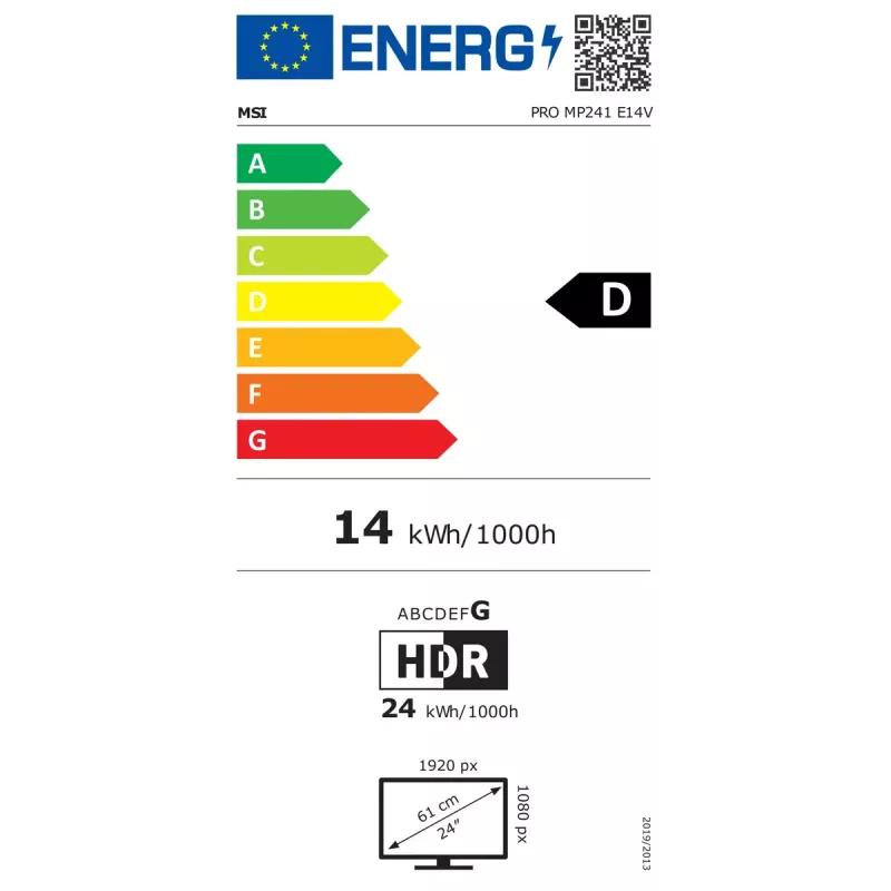 Monitorius MSI Pro MP241 E14V 23,8 colio (60,5 cm) Full HD 1920×1080 VA LCD, 4 ms, VESA, juodas
