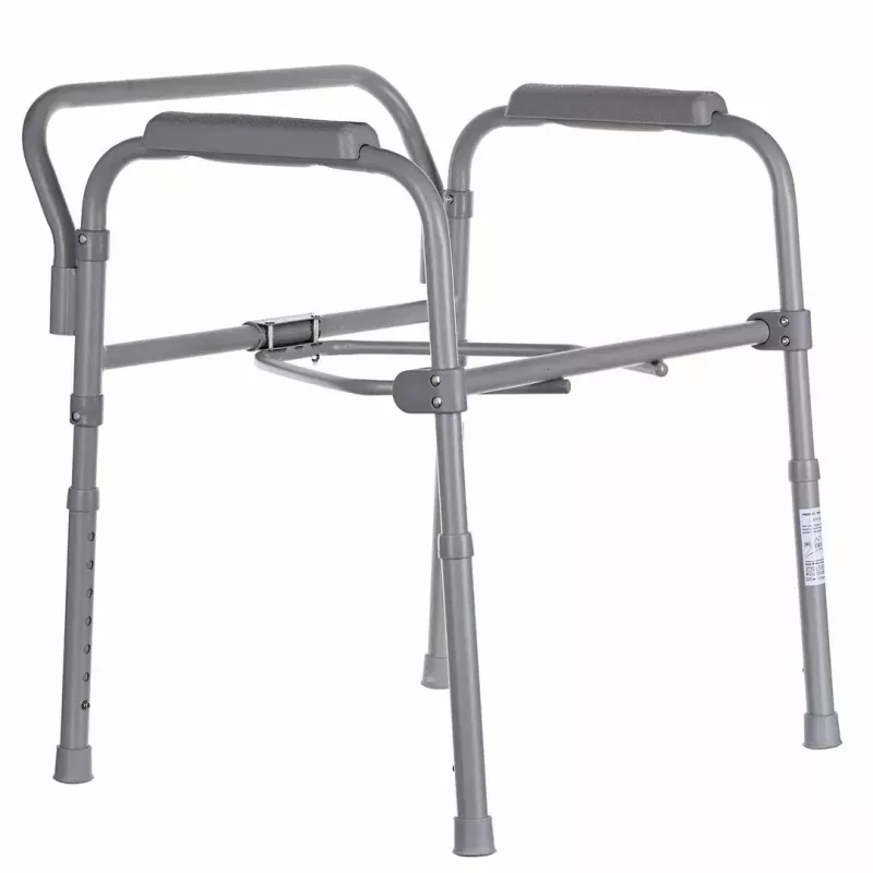 Sulankstomas tualetinis kėdė ANTAR su porankiais, dėžute daiktams, plieniniu rėmu, reguliuojamas aukštis 35–50 cm, max apkrova 120 kg, pilka