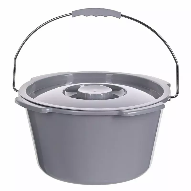 Sulankstomas tualetinis kėdė ANTAR su porankiais, dėžute daiktams, plieniniu rėmu, reguliuojamas aukštis 35–50 cm, max apkrova 120 kg, pilka