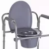 Sulankstomas tualetinis kėdė ANTAR su porankiais, dėžute daiktams, plieniniu rėmu, reguliuojamas aukštis 35–50 cm, max apkrova 120 kg, pilka