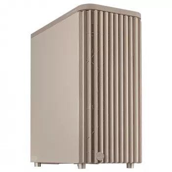 PC korpusas ASUS ProArt PA401 Wood Edition Smėlio spalvos — mid-tower, metalinis priekinis skydelis