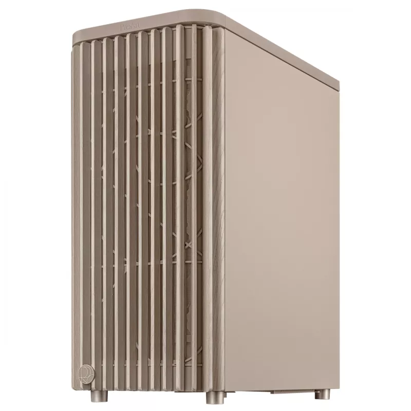 PC korpusas ASUS ProArt PA401 Wood Edition Smėlio spalvos — mid-tower, metalinis priekinis skydelis