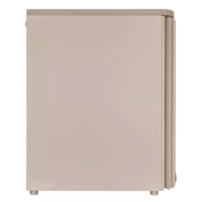 PC korpusas ASUS ProArt PA401 Wood Edition Smėlio spalvos — mid-tower, metalinis priekinis skydelis