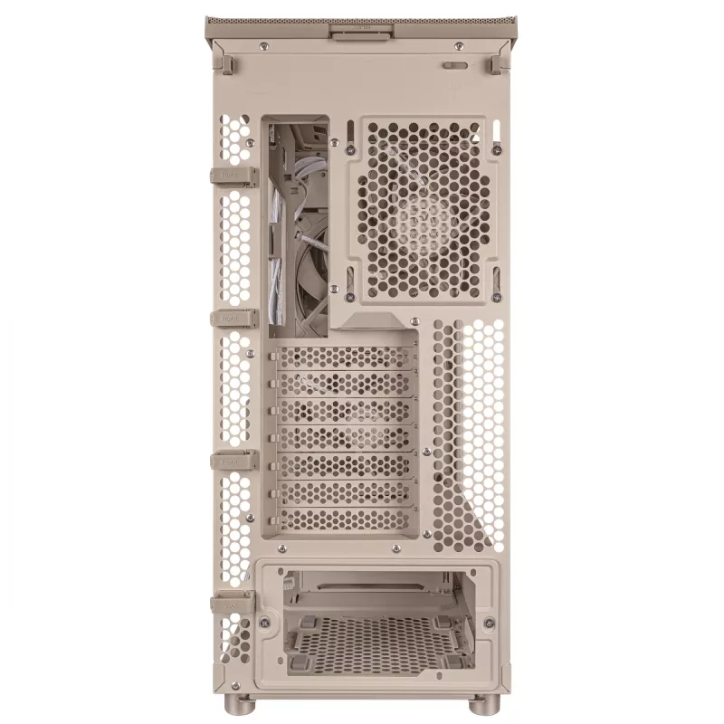 PC korpusas ASUS ProArt PA401 Wood Edition Smėlio spalvos — mid-tower, metalinis priekinis skydelis