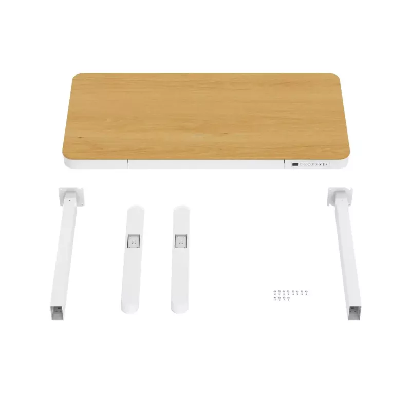 Reguliuojamo aukščio elektrinis stalas ActiveJet ET119W-C 140x70 cm — 1 variklis, aukštis 725–1225 mm, baltas/ąžuolas