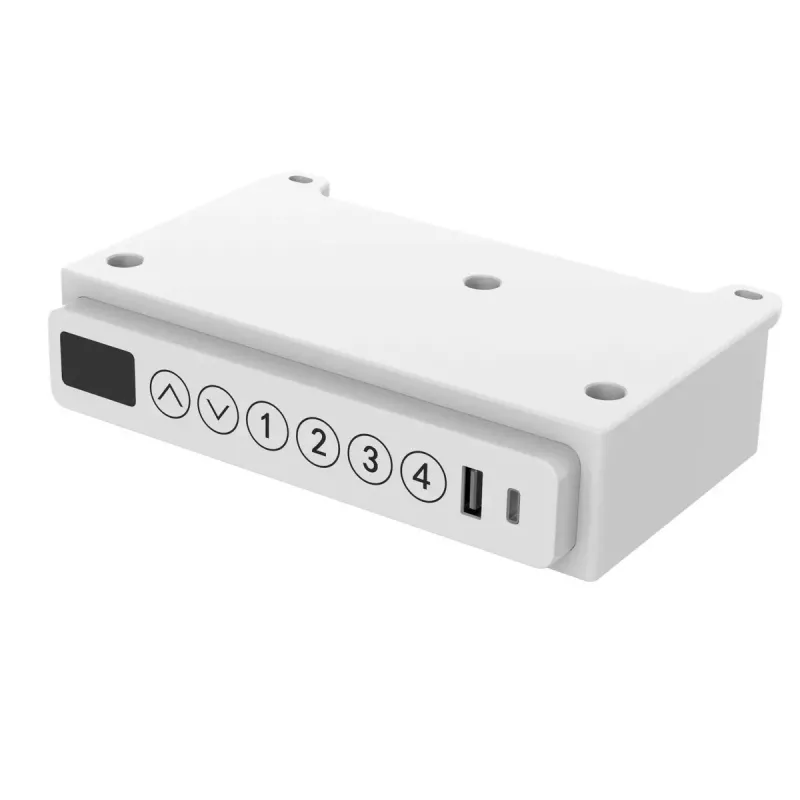 Reguliuojamo aukščio elektrinis stalas ActiveJet ET119W-C 140x70 cm — 1 variklis, aukštis 725–1225 mm, baltas/ąžuolas