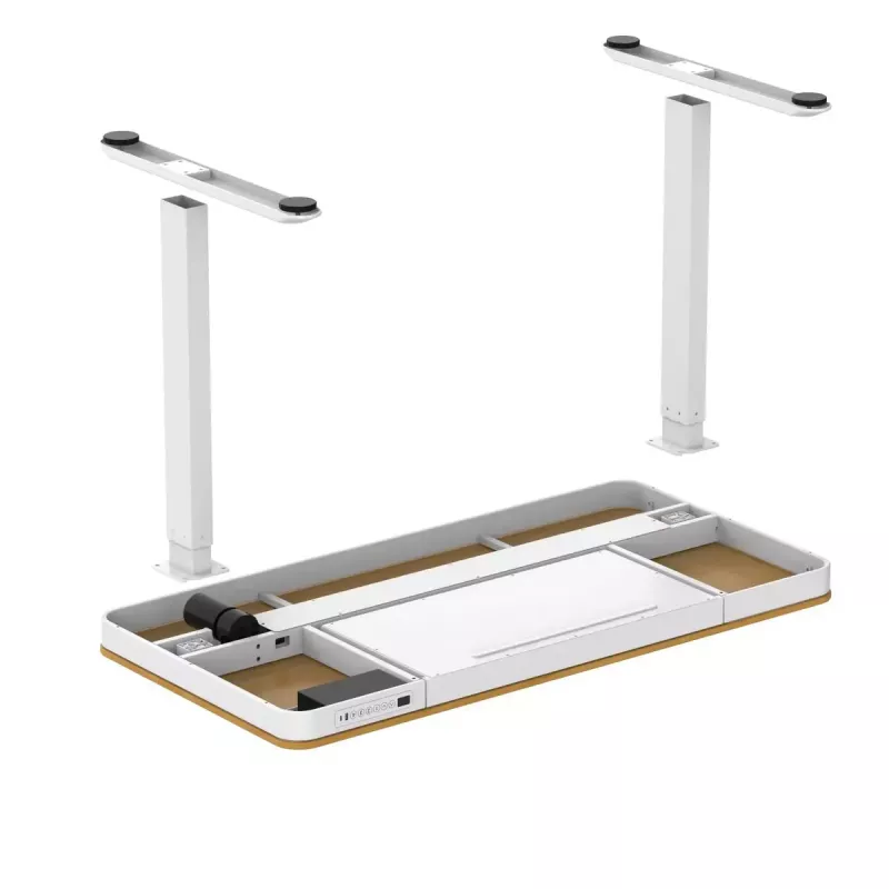 Reguliuojamo aukščio elektrinis stalas ActiveJet ET119W-C 140x70 cm — 1 variklis, aukštis 725–1225 mm, baltas/ąžuolas