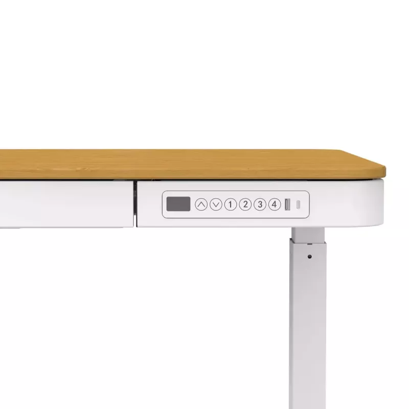 Reguliuojamo aukščio elektrinis stalas ActiveJet ET119W-C 140x70 cm — 1 variklis, aukštis 725–1225 mm, baltas/ąžuolas